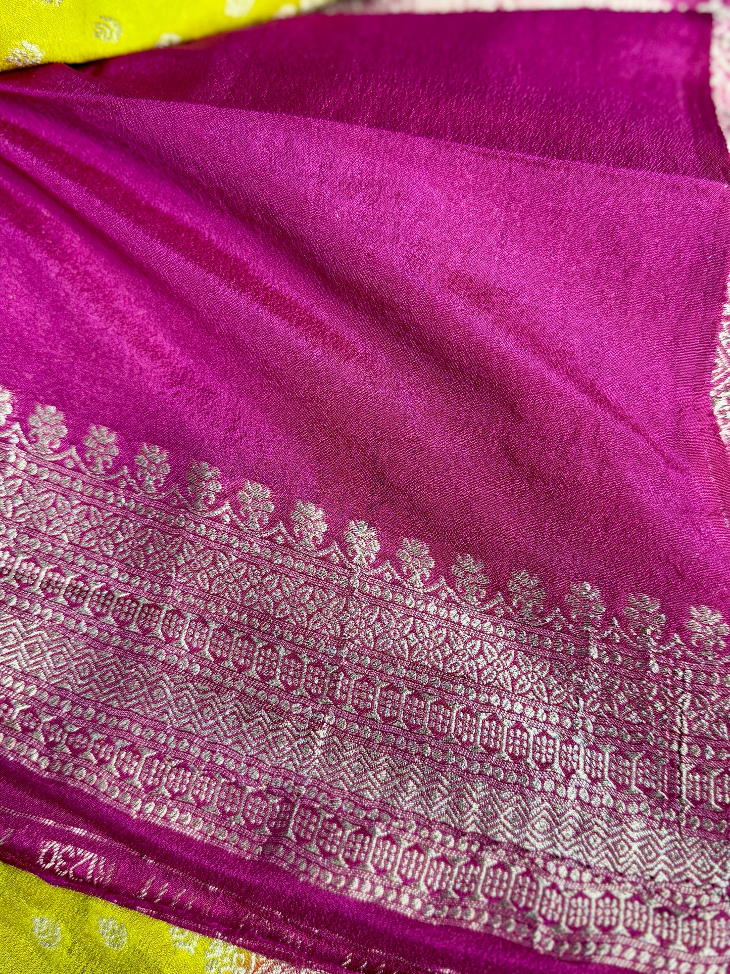 Light Green Khadi Banarasi Silk saree with Contrast border