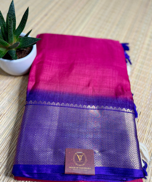 Pink & Blue Dola Silk Saree