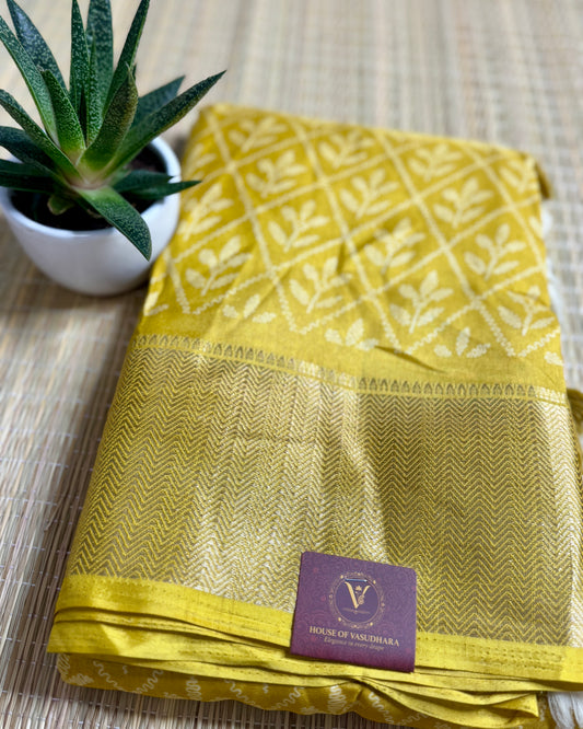 Yellow Dola Silk Saree