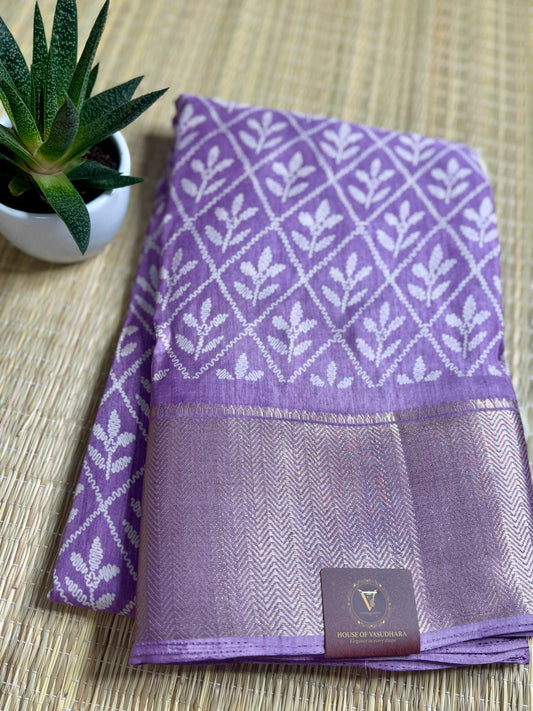 Lavender-Purple Dola Silk Saree