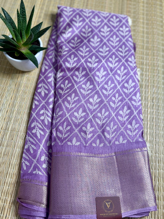 Lavender-Purple Dola Silk Saree