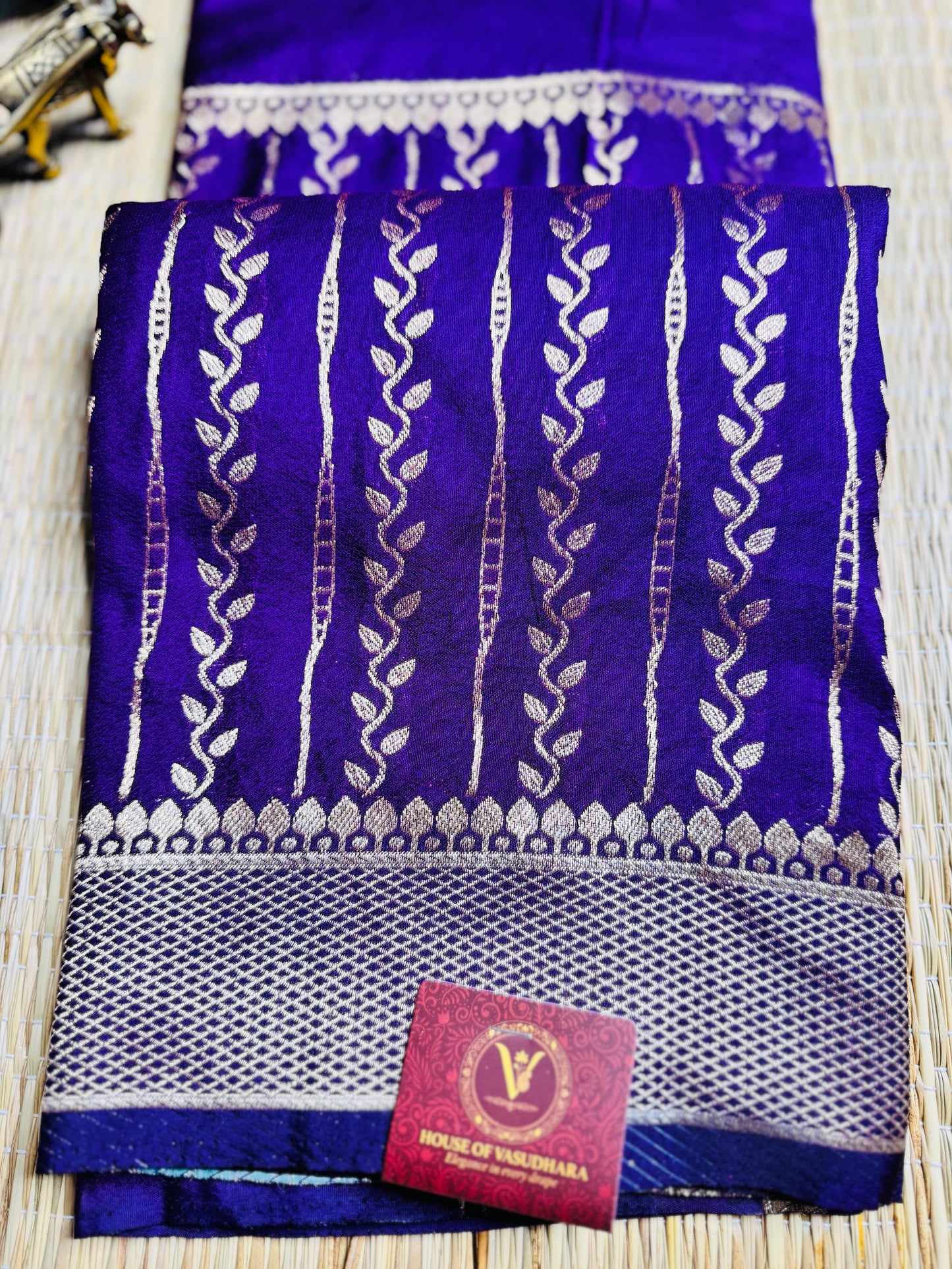 Royal Purple Banarasi Crepe Silk Saree with rich Zari Weaving