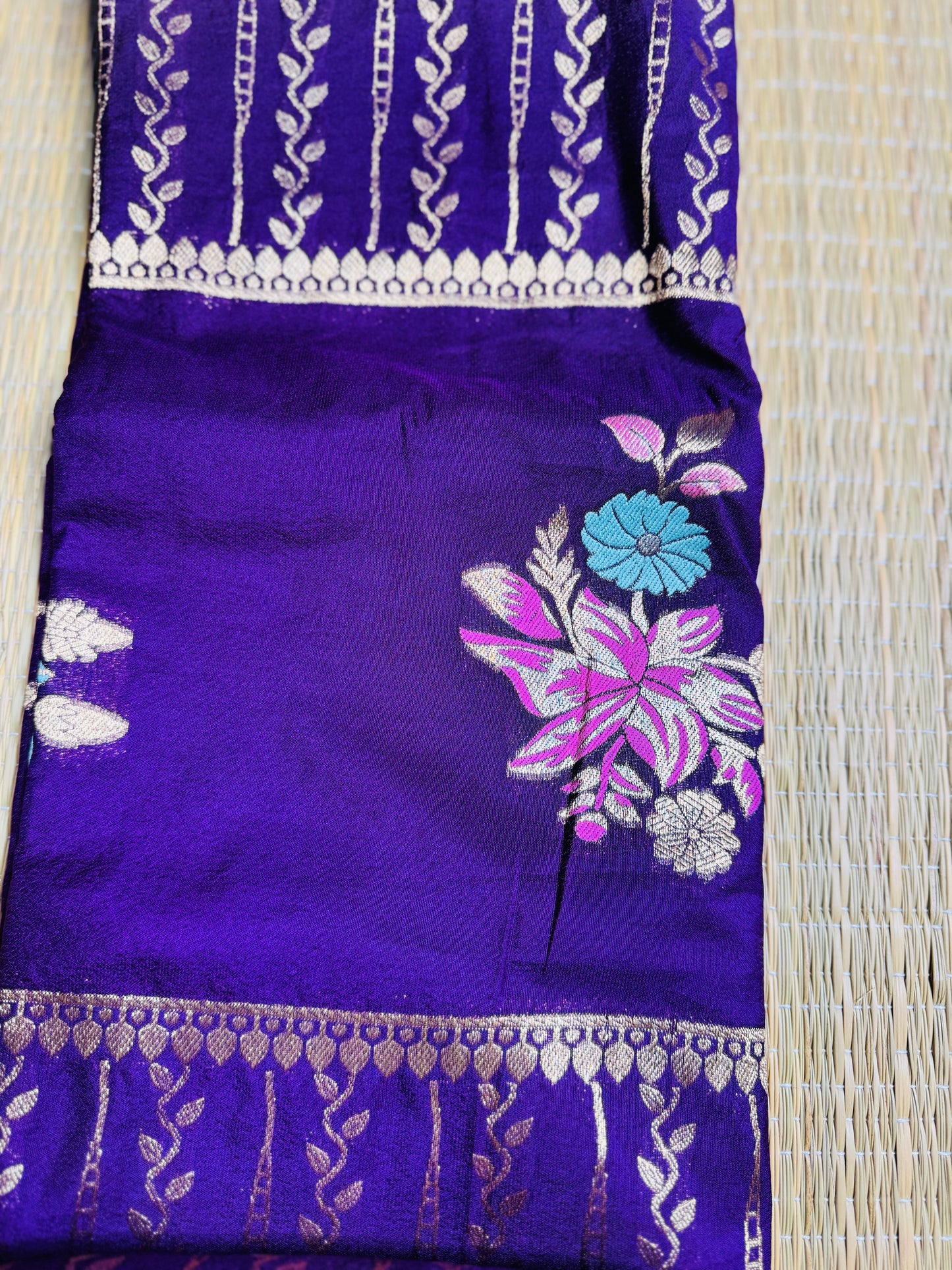 Royal Purple Banarasi Crepe Silk Saree with rich Zari Weaving