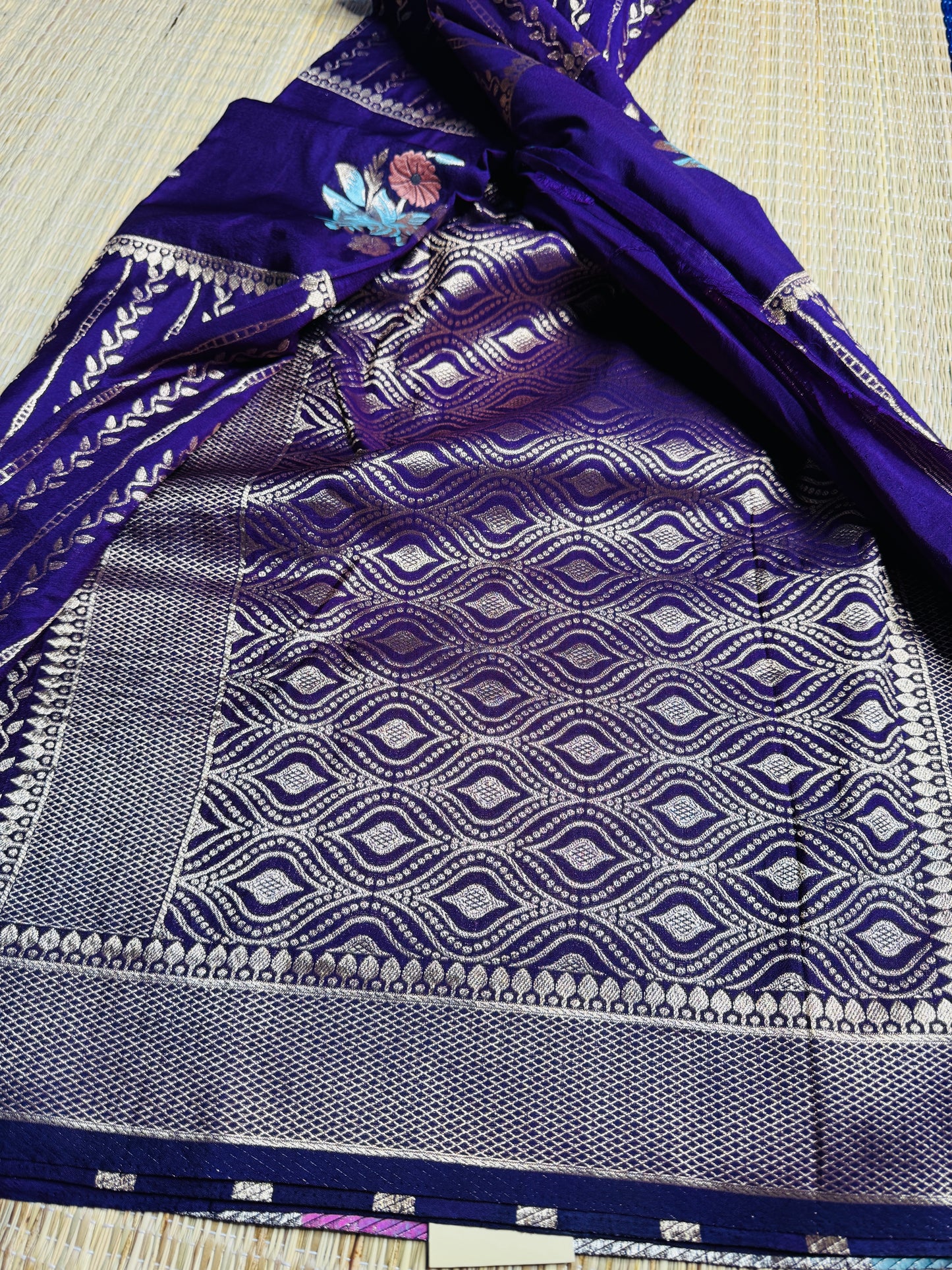 Royal Purple Banarasi Crepe Silk Saree with rich Zari Weaving