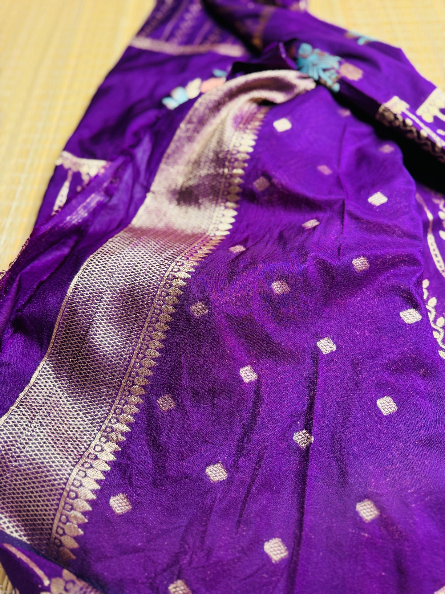 Royal Purple Banarasi Crepe Silk Saree with rich Zari Weaving