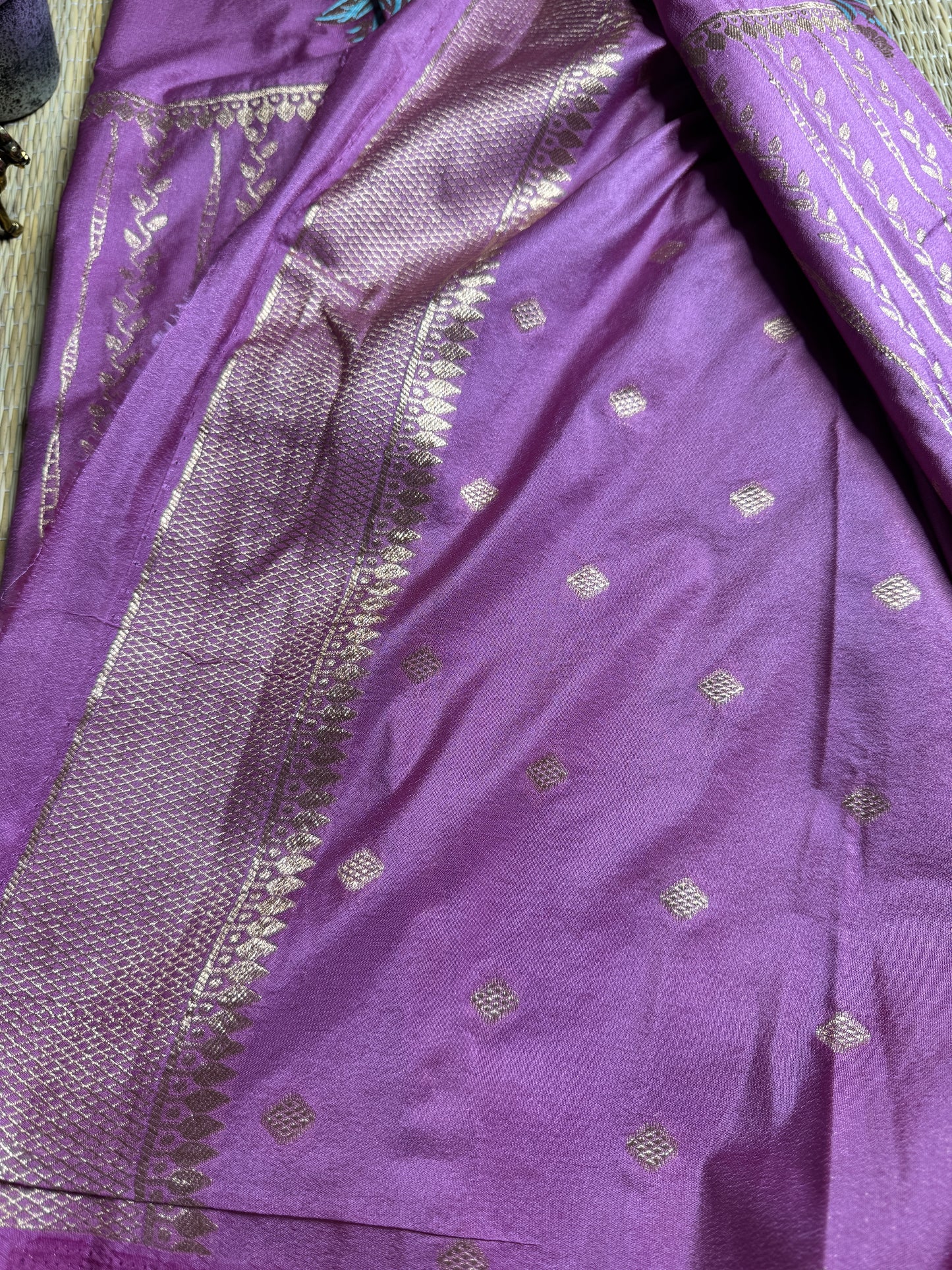 Mauve Banarasi Crepe Silk Saree with rich Zari Weaving