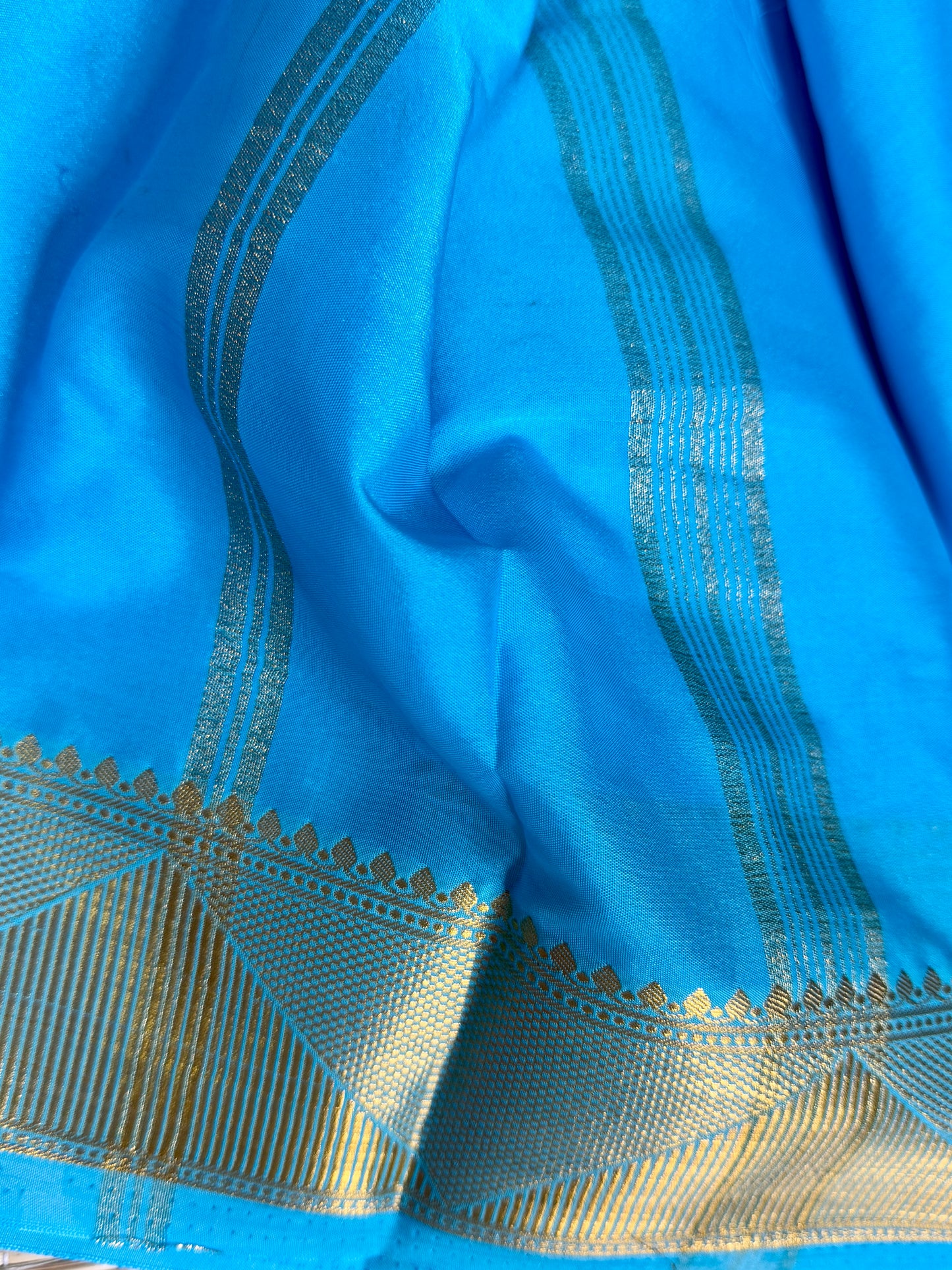 Blue & Purple Half-and-Half Mysore Silk Crepe Crepe Saree