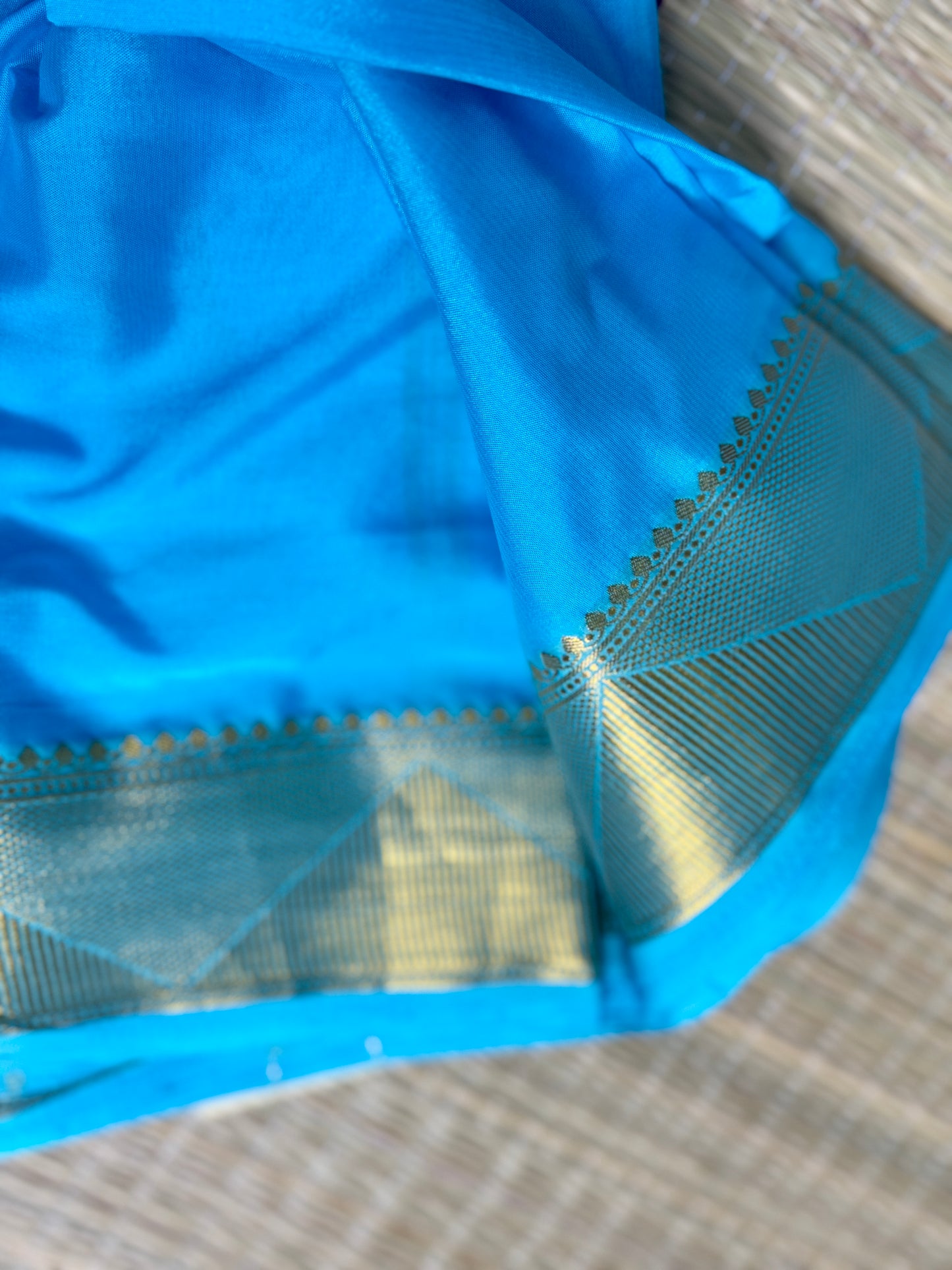 Blue & Purple Half-and-Half Mysore Silk Crepe Crepe Saree