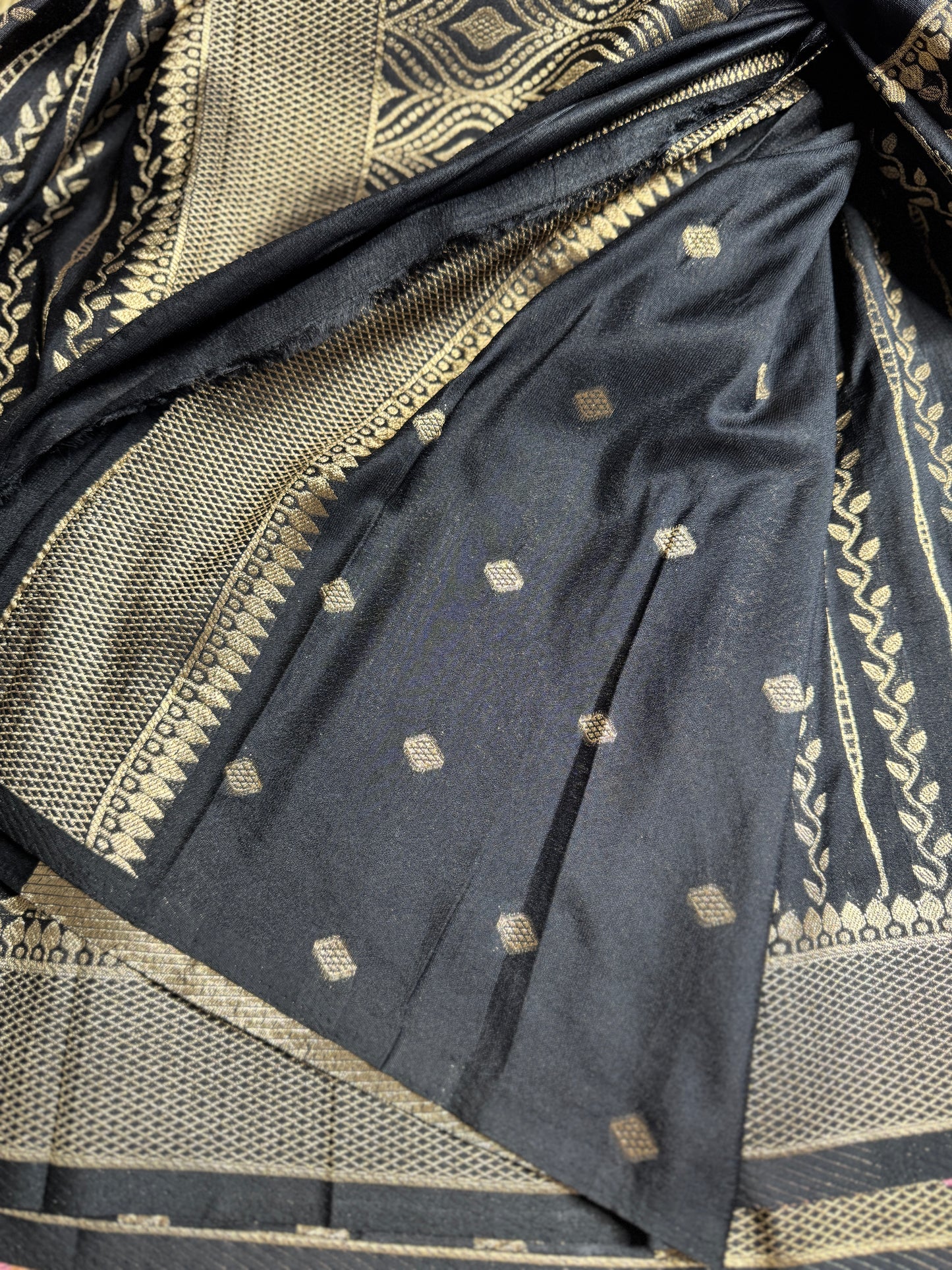 Black Banarasi Crepe Silk Saree with rich Zari Weaving