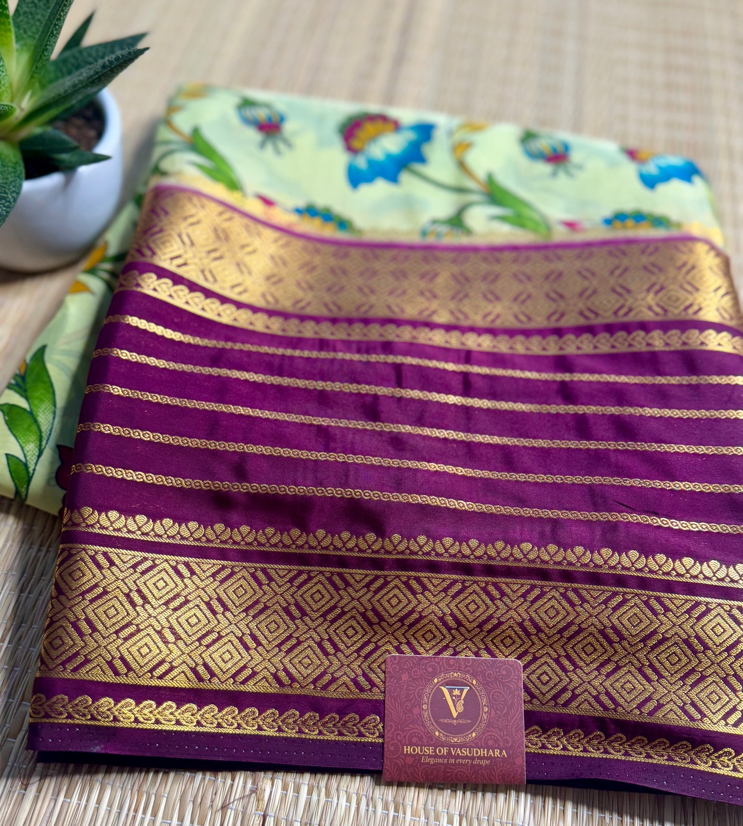 Light Sea green Mysore silk Crepe Saree in Meenakari work with Bentex Border