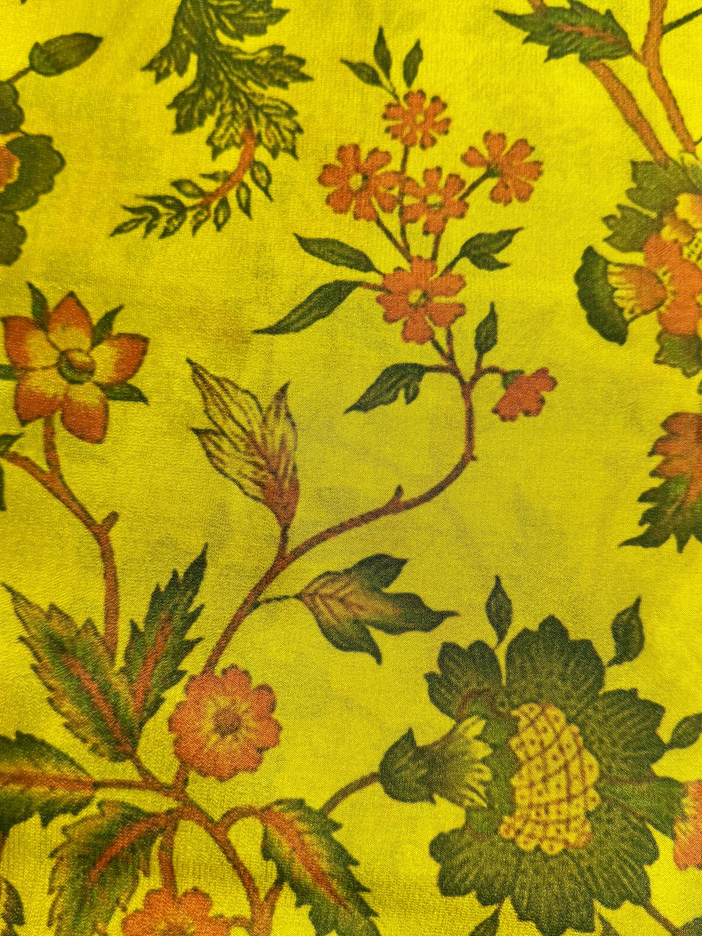 Yellow & Black Half & Half Kalamkari Mysore silk crepe