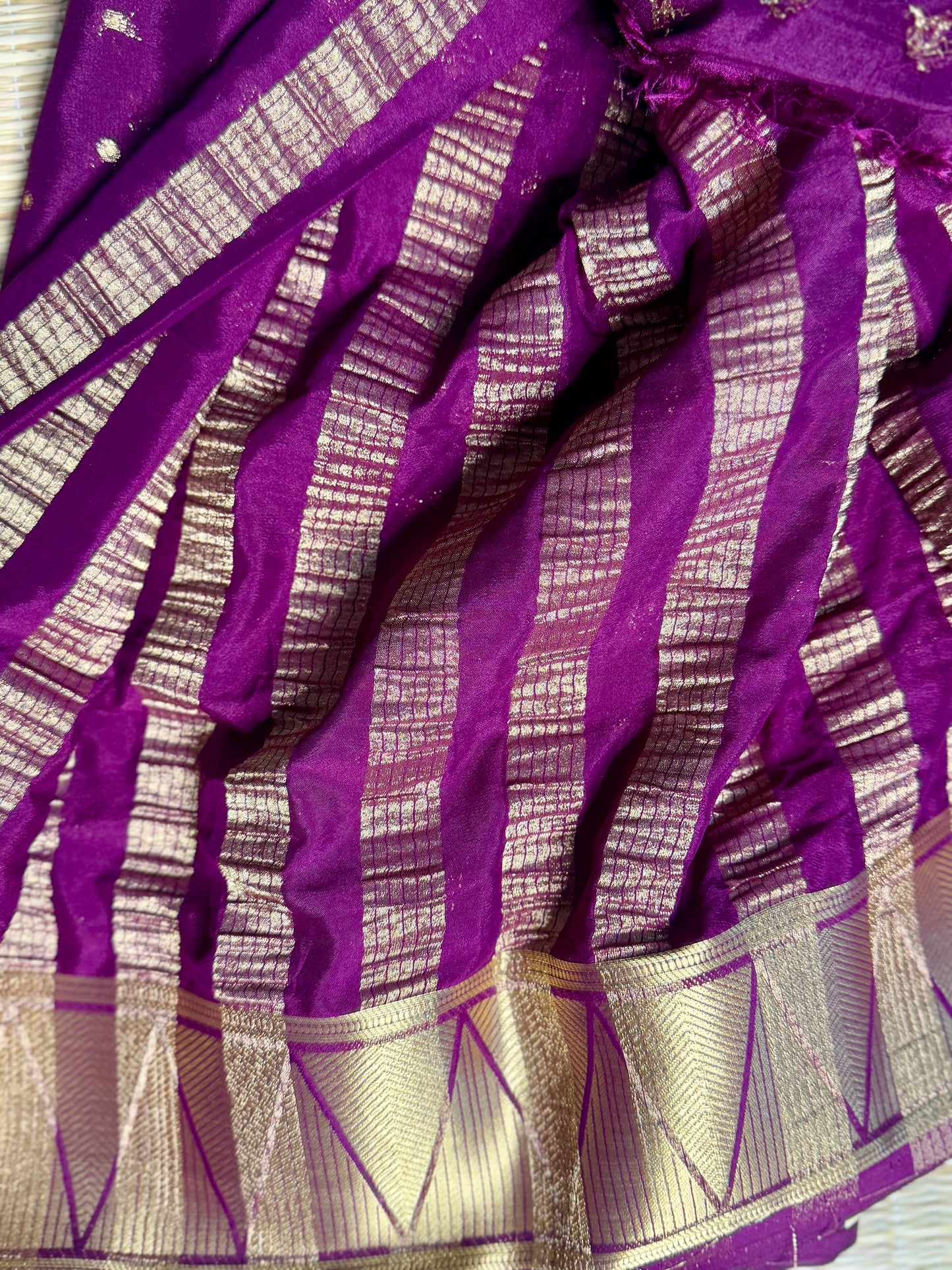 Magenta & Baby Pink Half & Half Kalamkari Mysore silk crepe