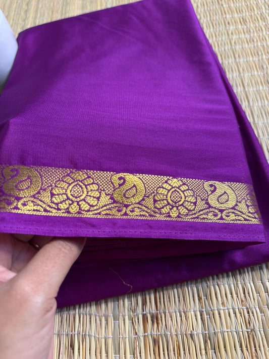 Purple Semi Crepe Silk Saree with Mango Zari Border
