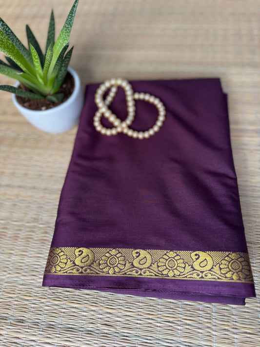 Brown Semi Crepe Silk Saree with Mango Zari Border