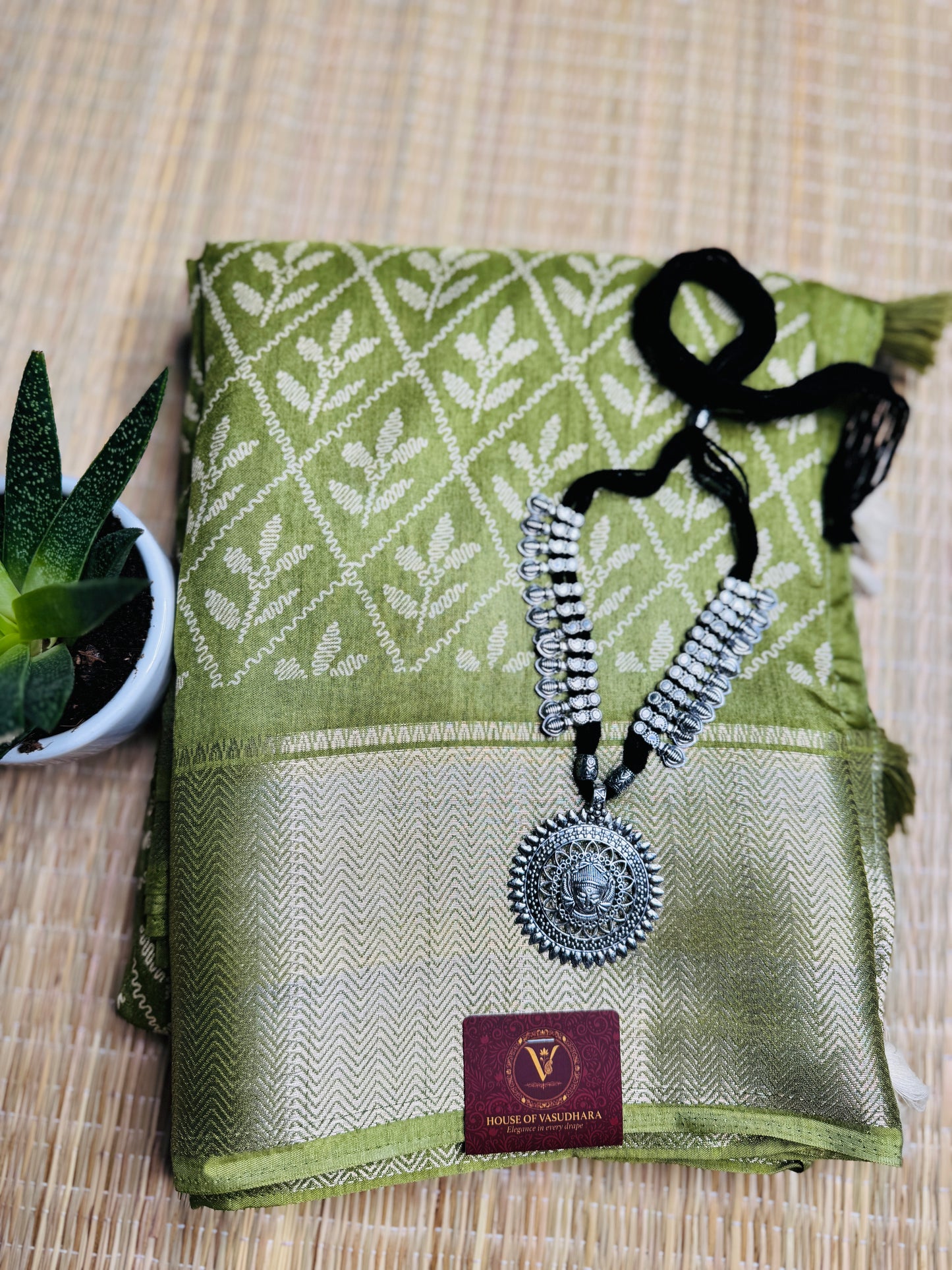 Green Dola Silk Saree