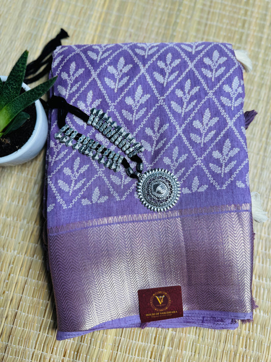 Lavender-Purple Dola Silk Saree