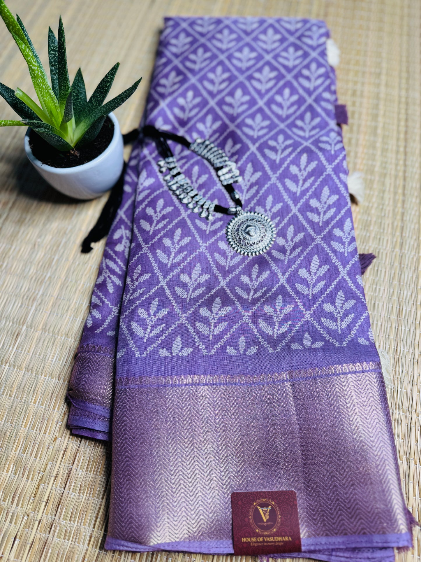 Lavender Dola Silk Saree