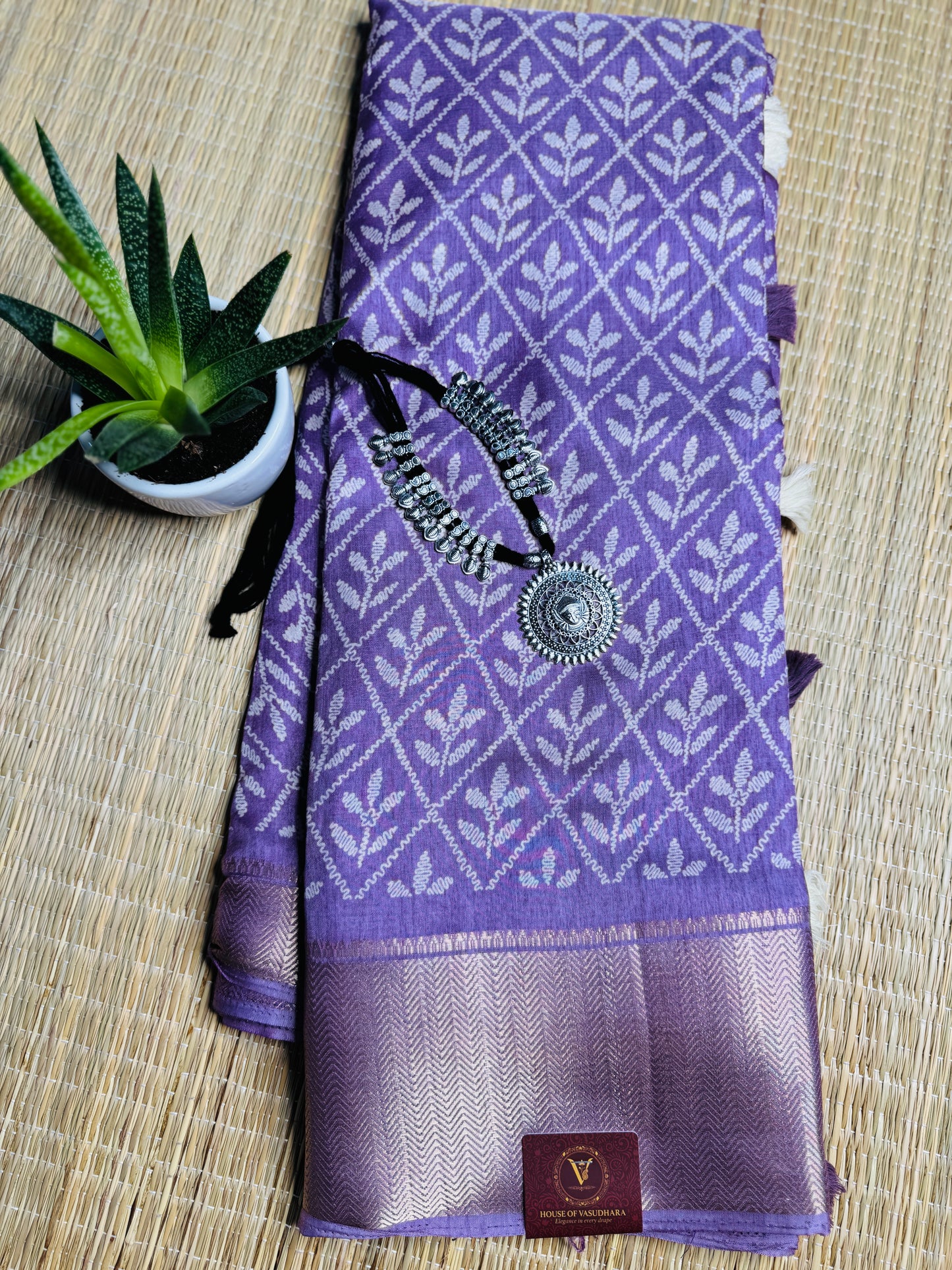 Lavender Dola Silk Saree