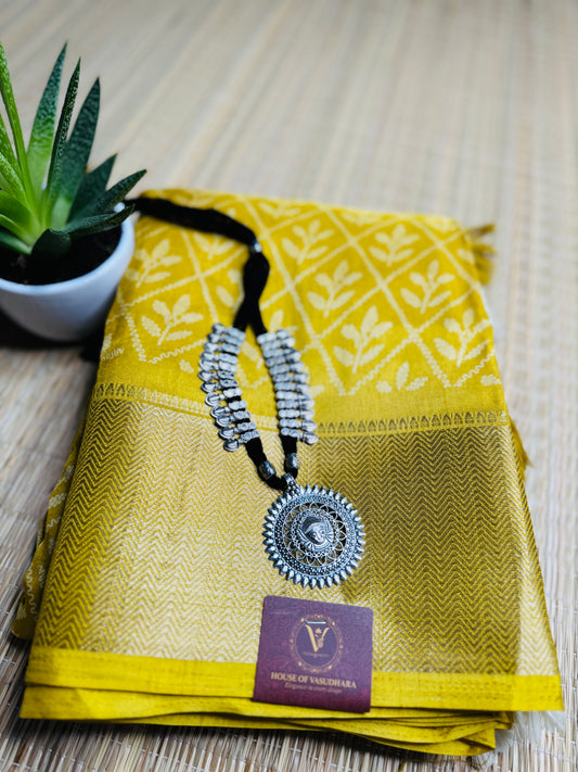Yellow Dola Silk Saree