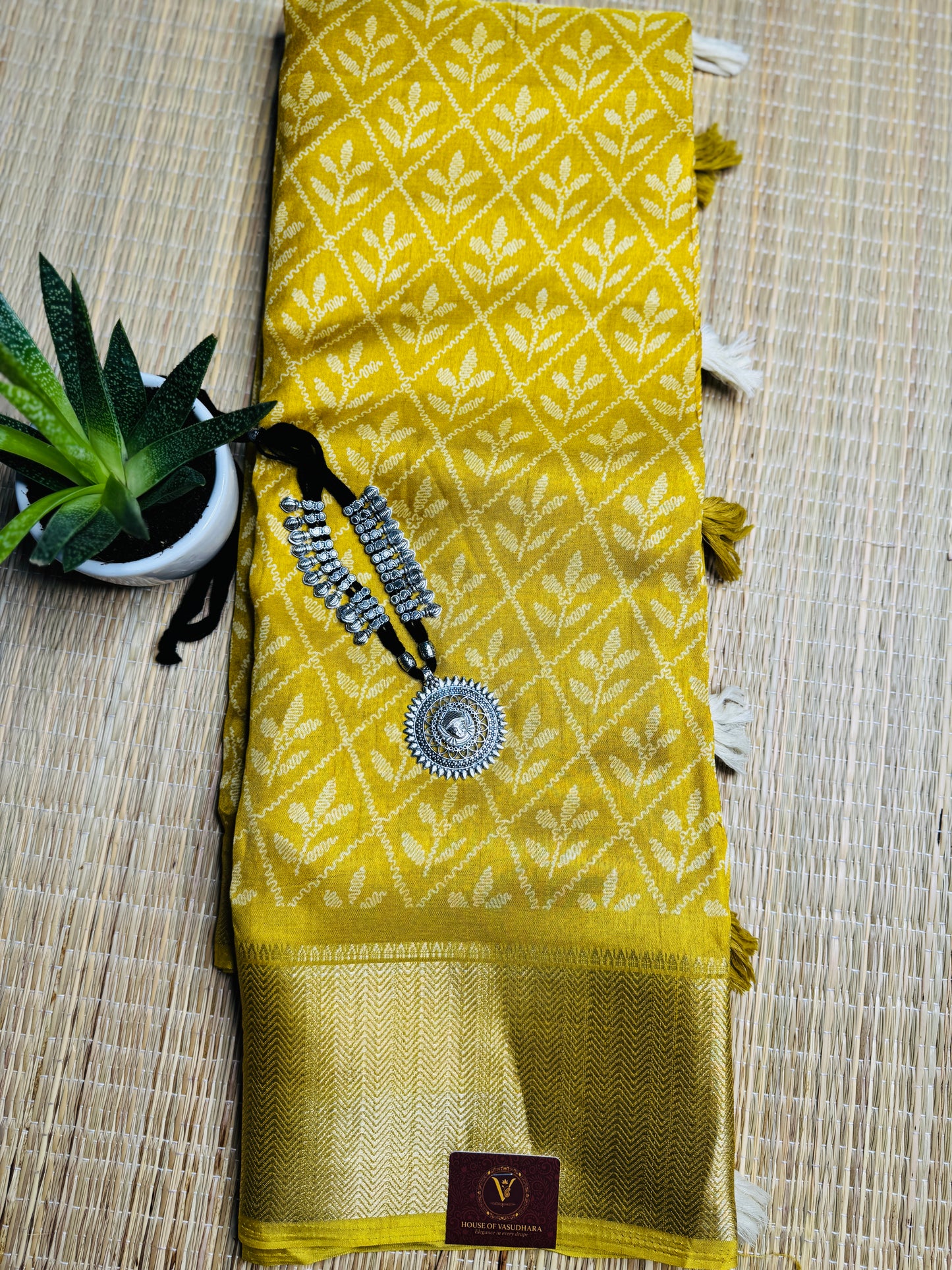 Yellow Dola Silk Saree