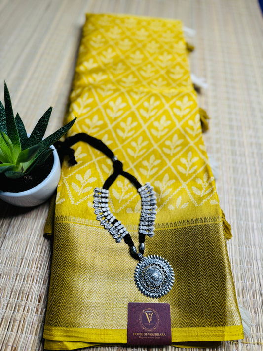 Yellow Dola Silk Saree