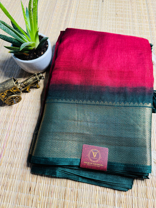 Maroon & Green Dola Silk Saree