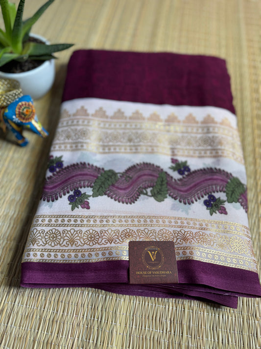 Purple Georgette with Bentex border