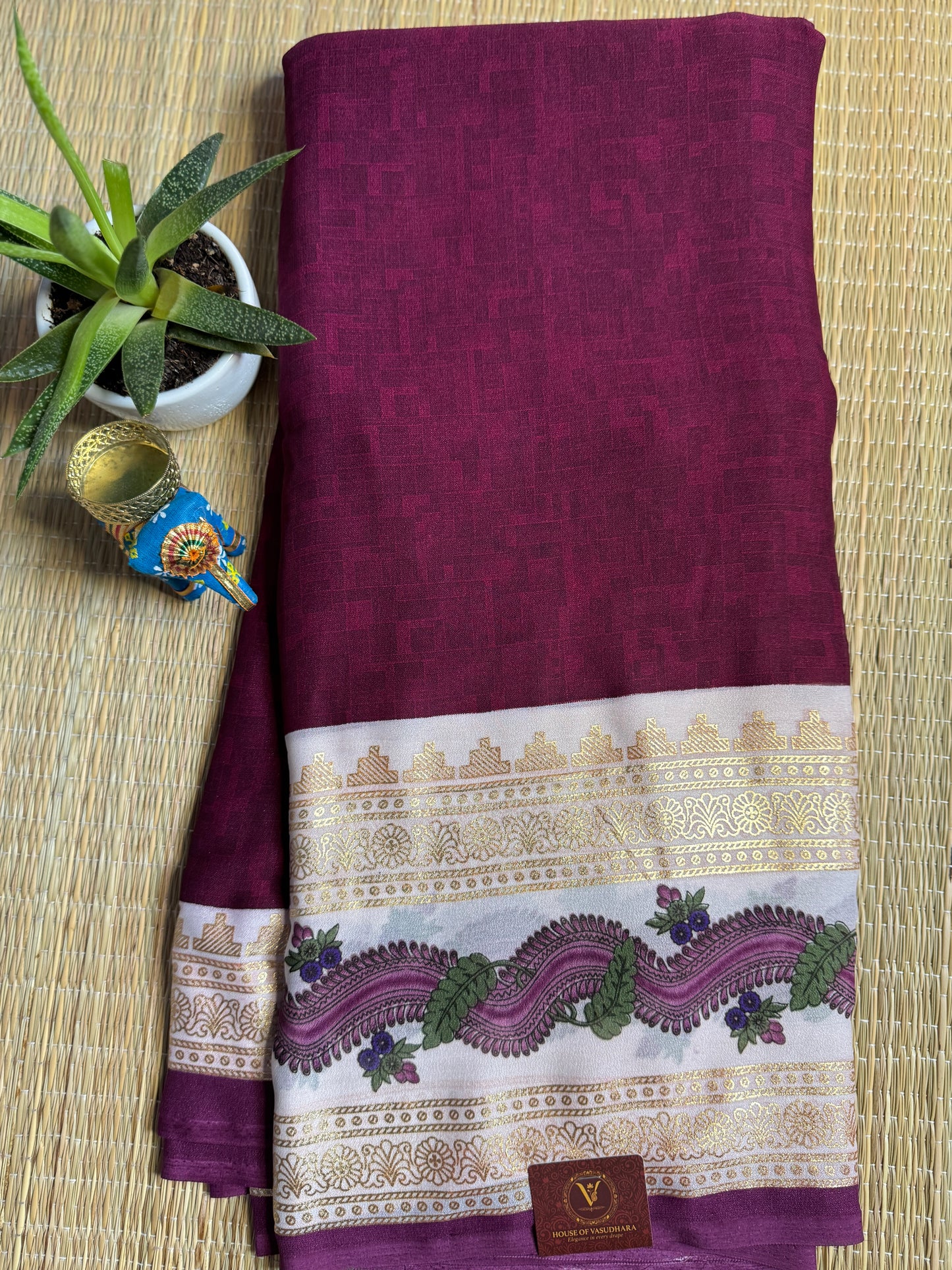 Purple Georgette with Bentex border