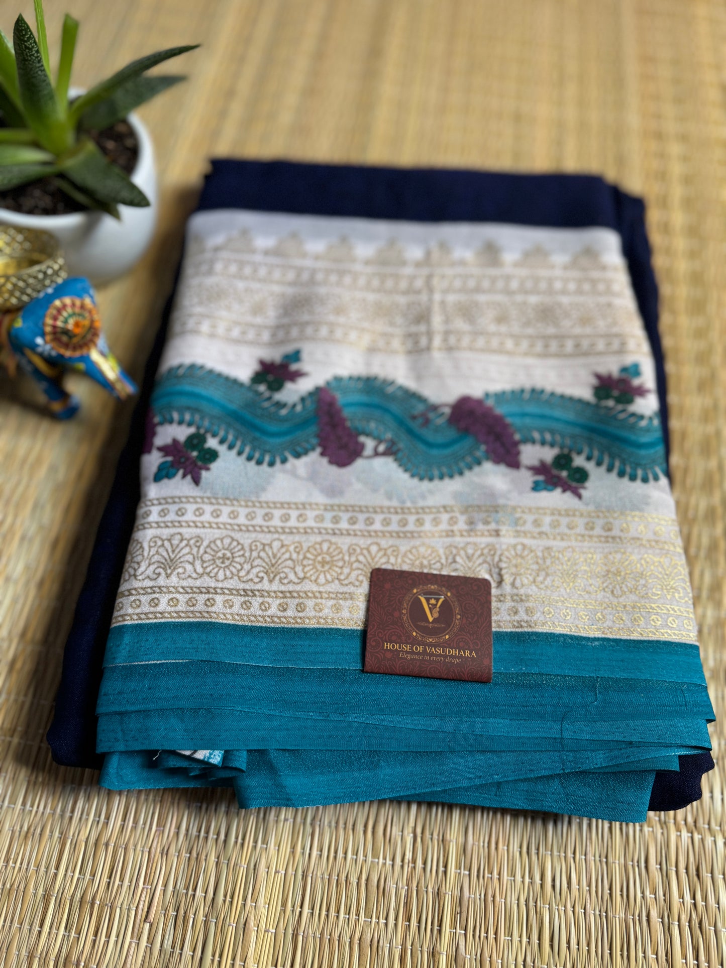 Royal Blue Georgette with Bentex  border