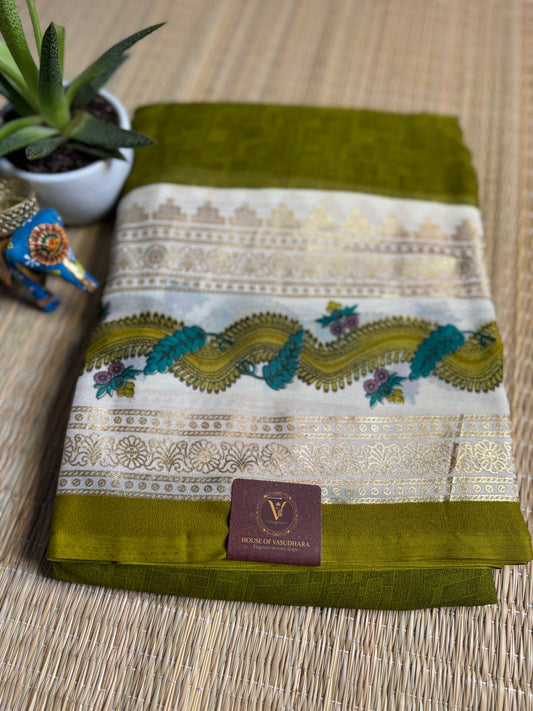 Green Georgette with Bentex border