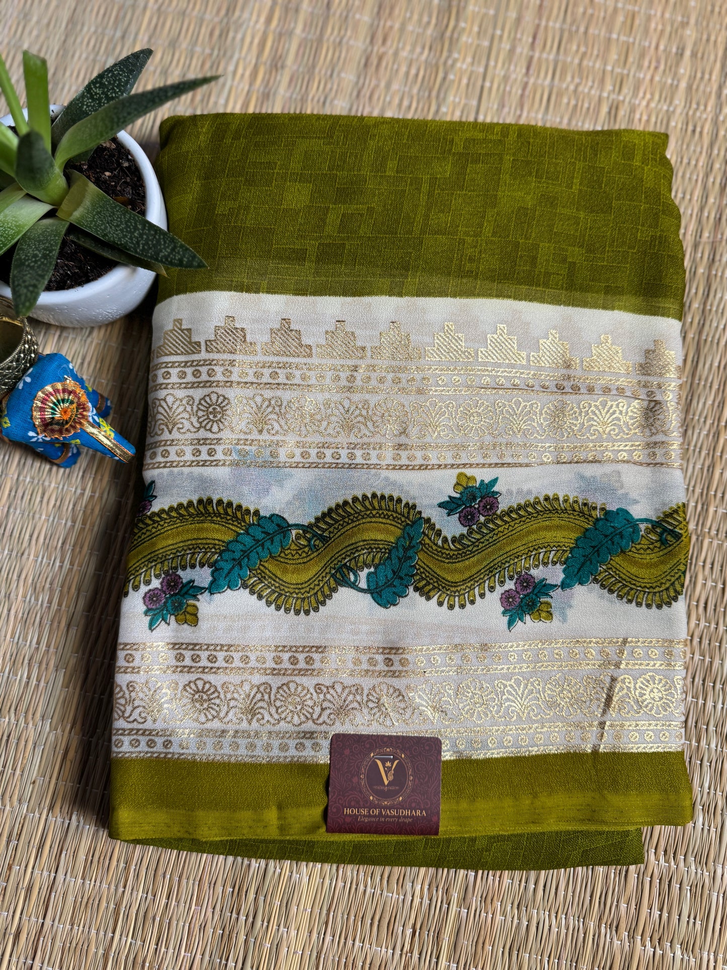 Green Georgette with Bentex border
