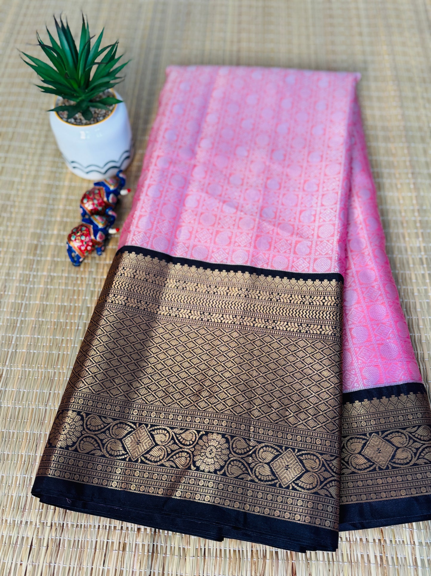 Pink and Black Pure banarasi saree