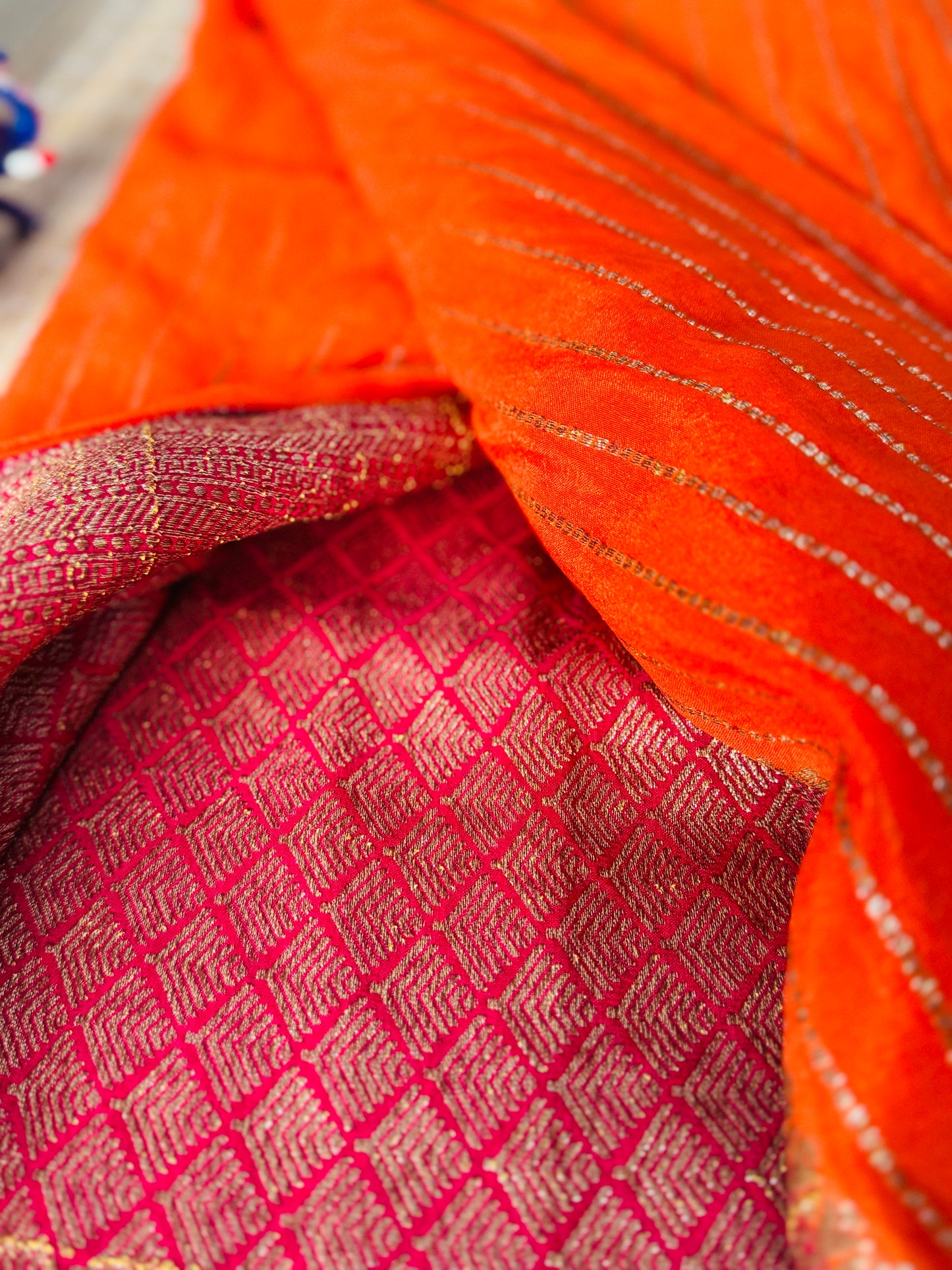 Orange & Pink pure Banarasi silk saree