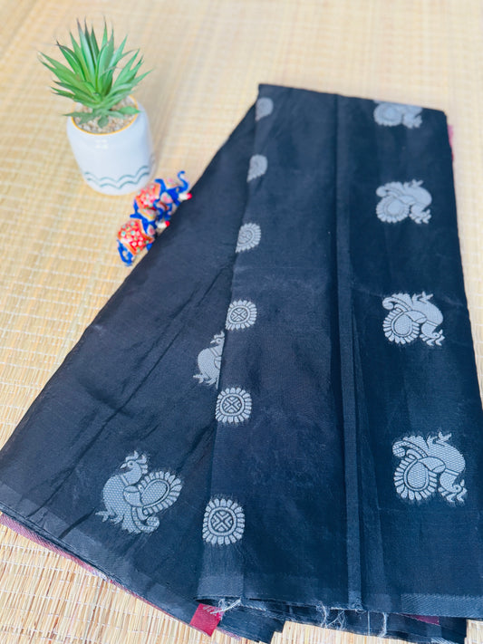 Black & Maroon with Peacock motifs