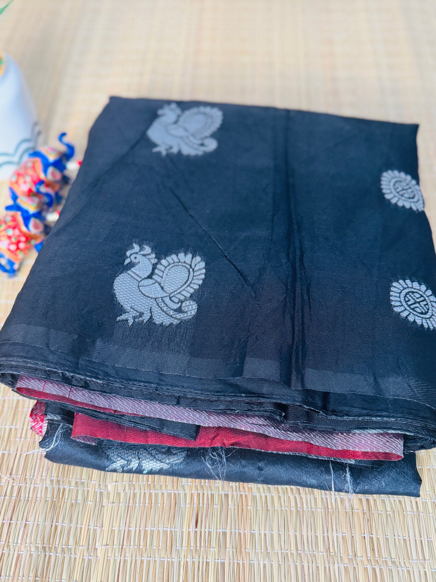 Black & Maroon with Peacock motifs