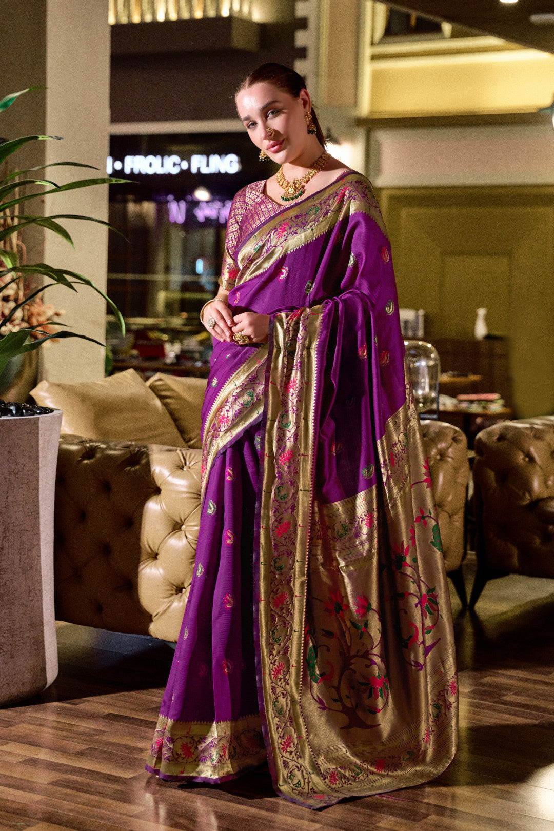 Magenta Paithani saree