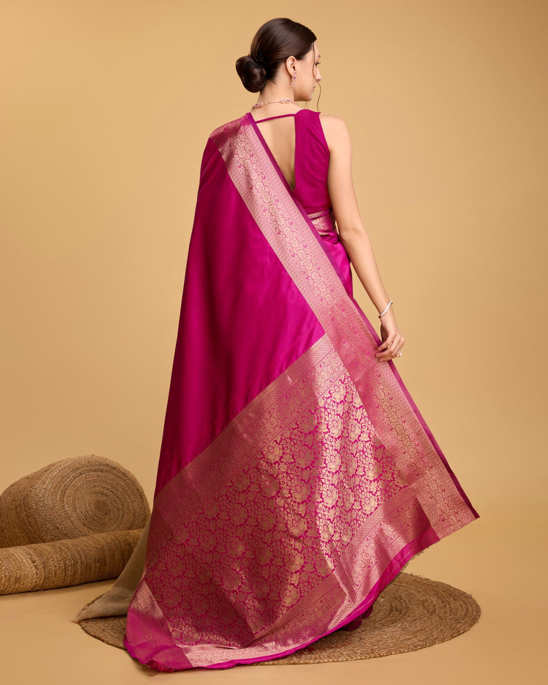 Rani pink color soft kanchipuram silk saree
