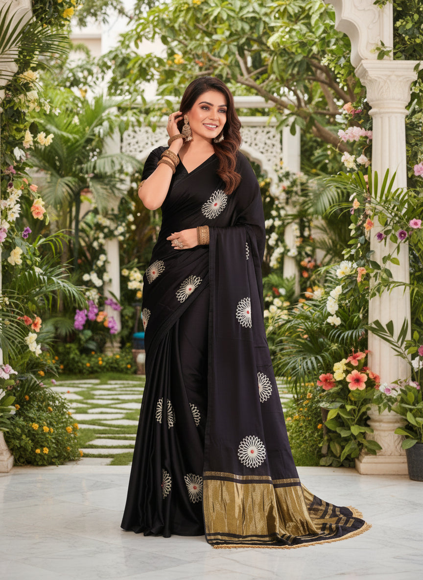 Black Pure gaji silk saree