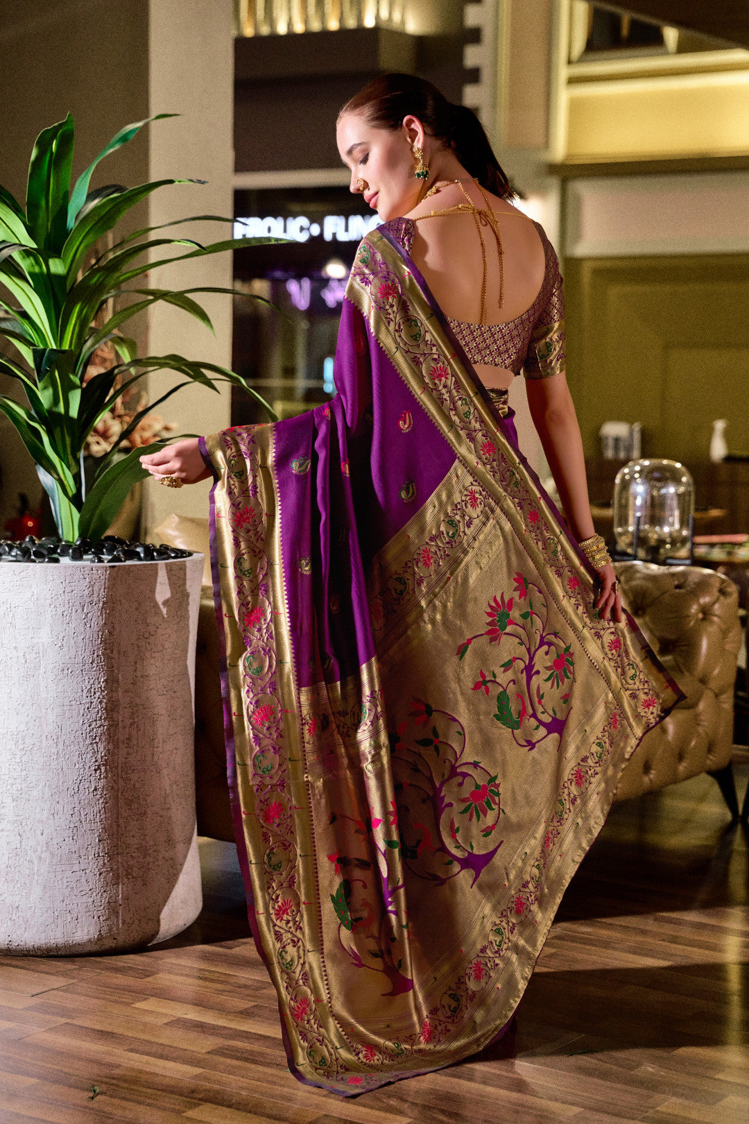 Magenta Paithani saree